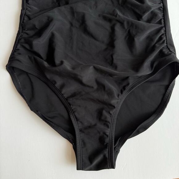 Merona One-Piece Swimsuit Padded Halter Neck Backless Lazer Cut size Small Black - Picture 6 of 15